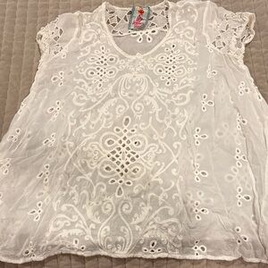 Johnny Was White Embroidered Blouse XS EUC